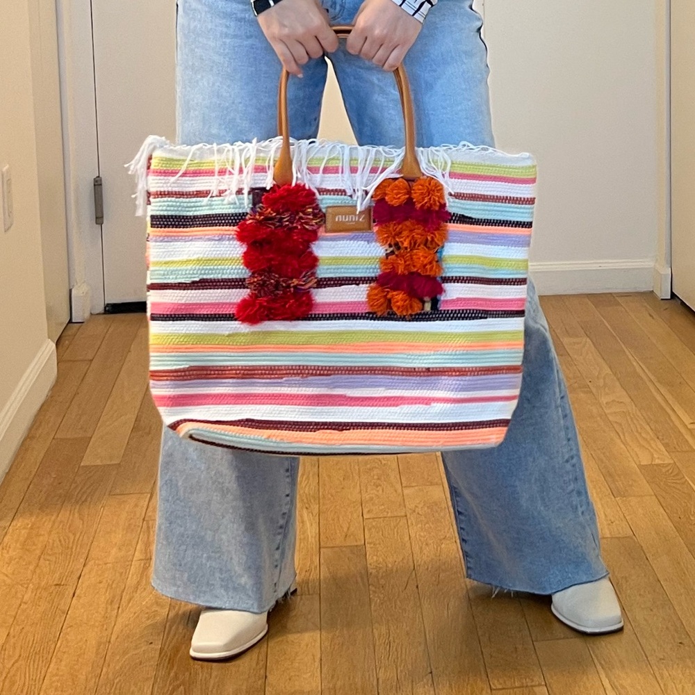 Large Nuniz Cairo Boho Chic Large Tote Leather Handles